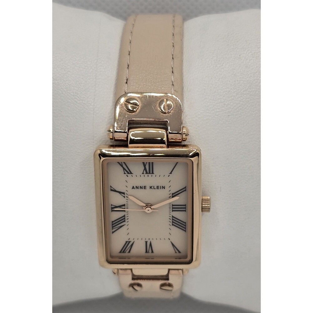 Women's Anne Klein AK/3752 Taupe Dial Rose Gold Case Tan Leather Strap Watch 03 - Picture 4 of 9